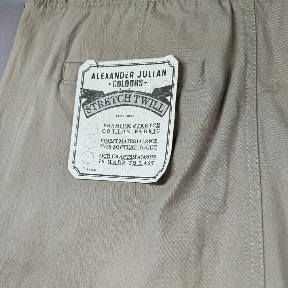 NEW Alexander Julian‎ Colours Stretch Pants Mens XL Khaki Golf Sail Drawstring